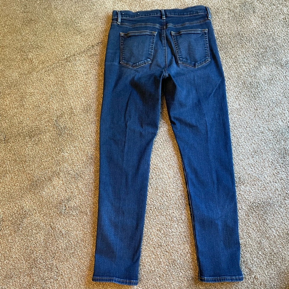 LOFT Petite Mid Rise  Skinny Jeans in Vintage Dark Wash - Picture 7 of 9